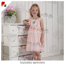 Wholesale kids cherry embroidered sleevless smocking dress